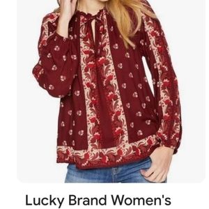 Lucky Brand Burgundy Marroon Boho Blouse Size XS